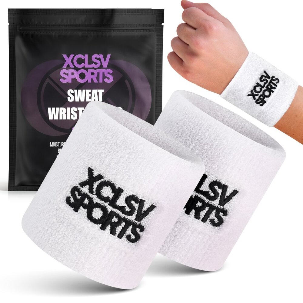 White Terry Cloth Sweat-Wicking Sports Wrist Bands